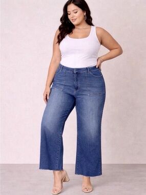 Kut from the Kloth Meg Medium Blue Wide Leg Jeans